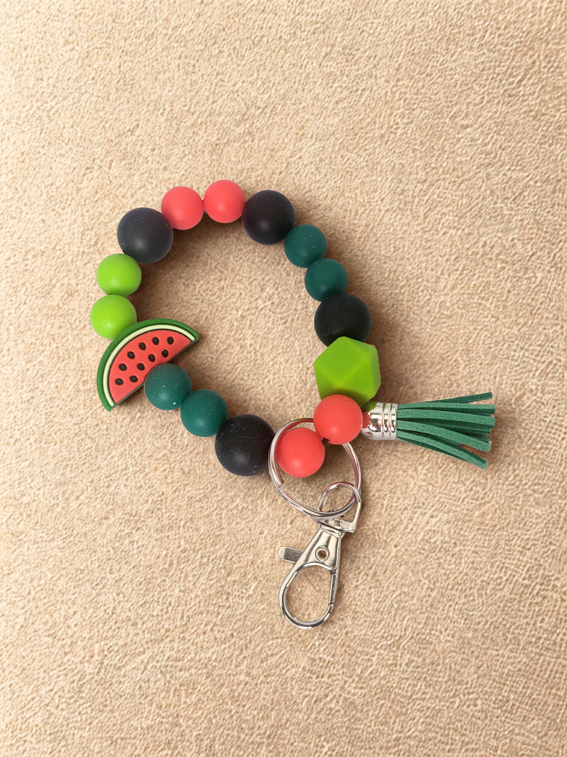 Bracelet porte-clés melon d'eau rouge vert et noir